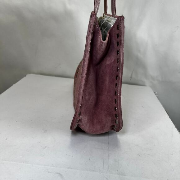 Western Studded Pink Suede Genuine Leather Shoulder Bag - Picture 2 of 13